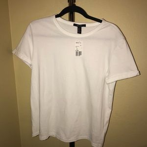 🔴 Rolled sleeves/Basic white tee - f21